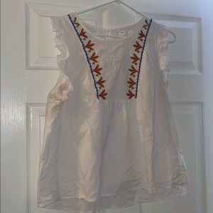 Empire waist embroidered eyelet blouse